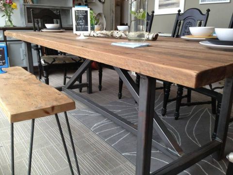 Hand Crafted Industrial Reclaimed Dining Table By Reclaimed ... inside Industrial Reclaimed Wood Dining Table Ideas